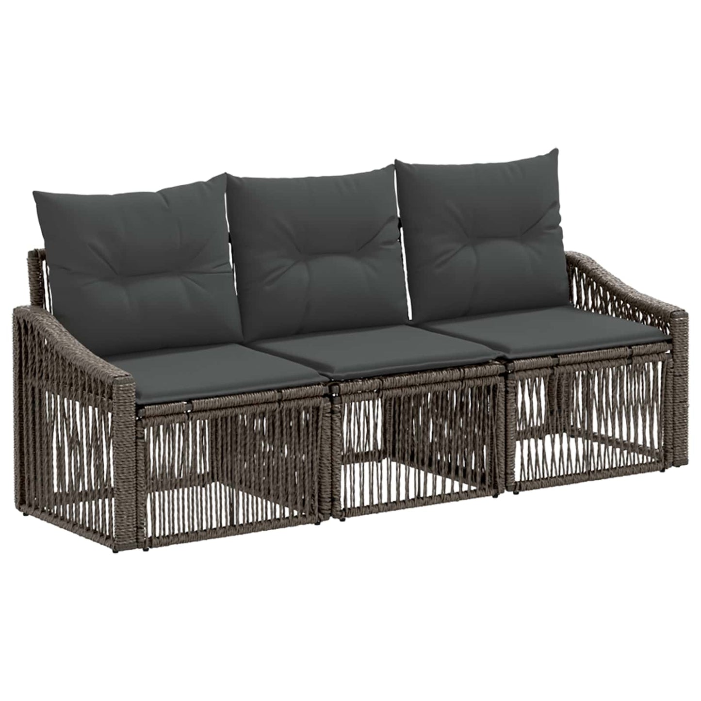 Set Divano da Giardino 3 pcs Grigio polyrattan | homemem39