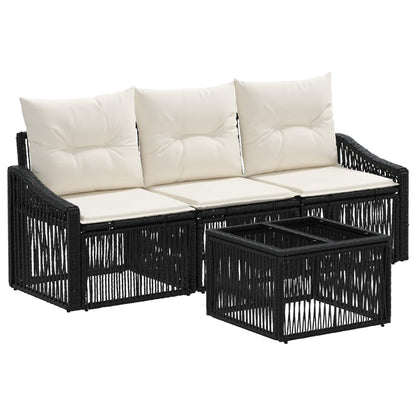 Set Divano da Giardino 4 pcs Nero polyrattan | homemem39