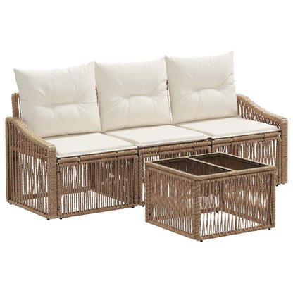 Set Divano da Giardino 4 pcs Beige polyrattan | homemem39