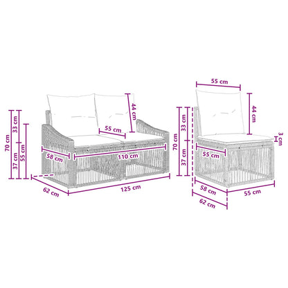 Set Divano da Giardino 4 pcs Nero polyrattan | homemem39