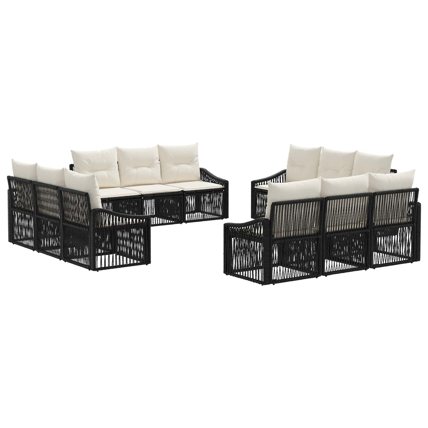 Set Divano da Giardino 12 pcs Nero polyrattan | homemem39