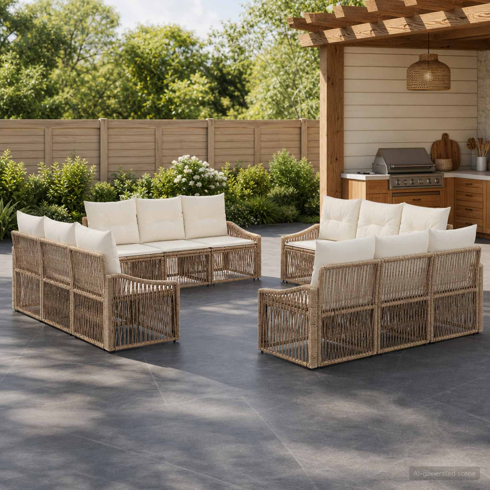 Set Divano da Giardino 12 pcs Beige polyrattan | homemem39