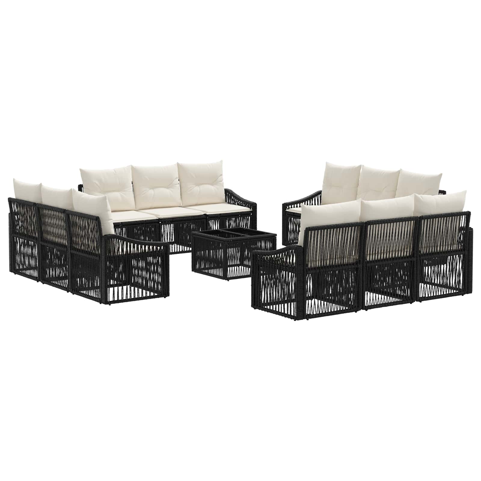 Set Divano da Giardino 13 pcs Nero polyrattan | homemem39
