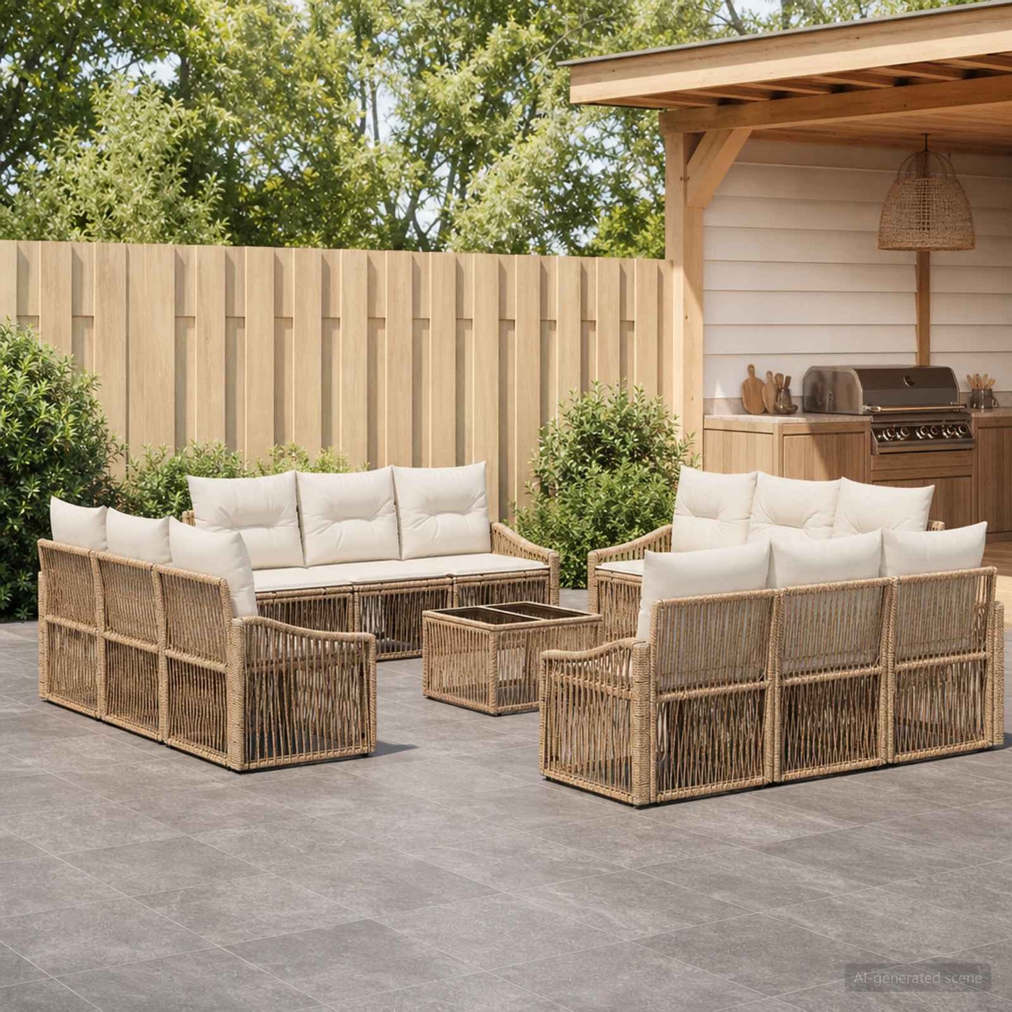 Set Divano da Giardino 13 pcs Beige polyrattan | homemem39