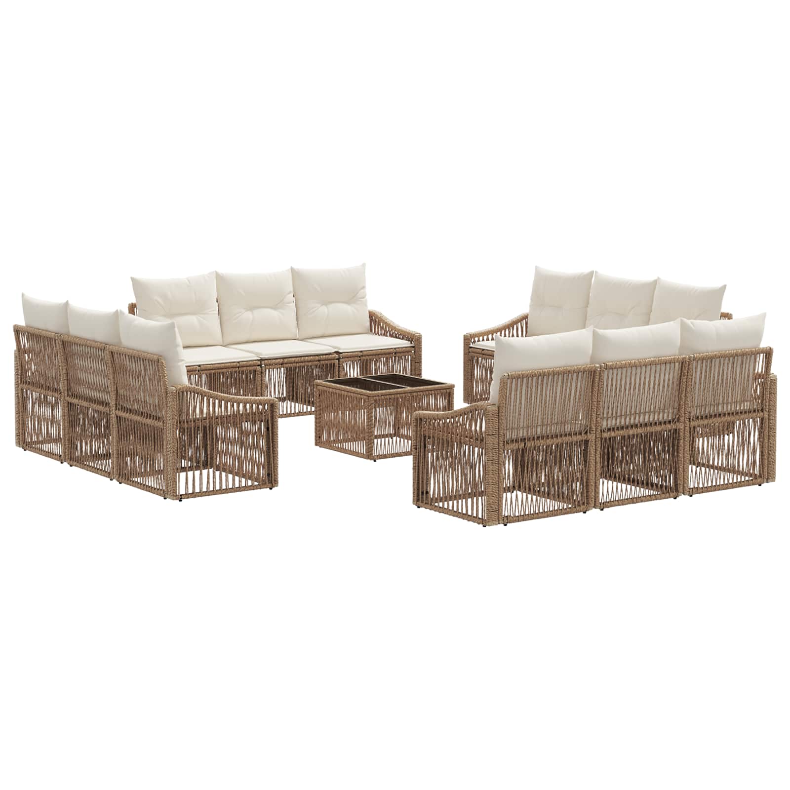 Set Divano da Giardino 13 pcs Beige polyrattan | homemem39
