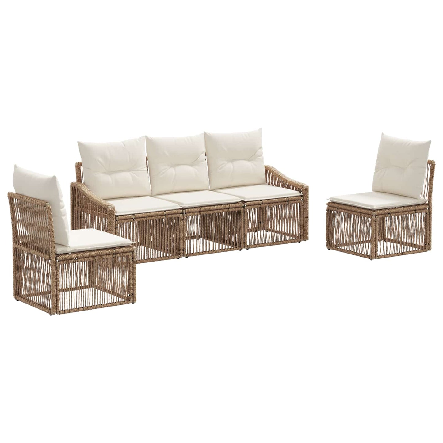Set Divano da Giardino 5 pcs Beige polyrattan | homemem39