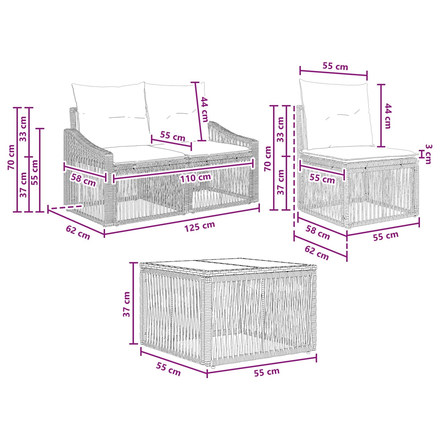 Set Divano da Giardino 6 pcs Grigio polyrattan | homemem39