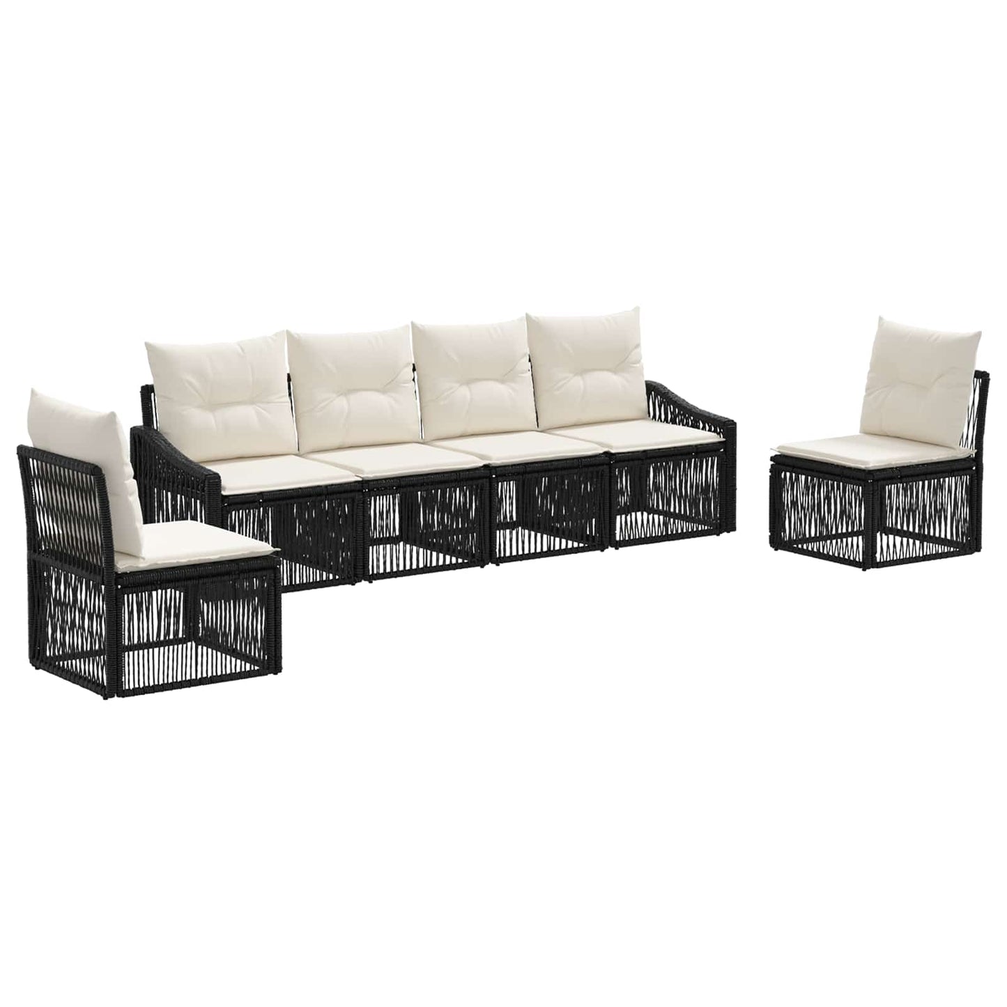 Set Divano da Giardino 6 pcs Nero polyrattan | homemem39
