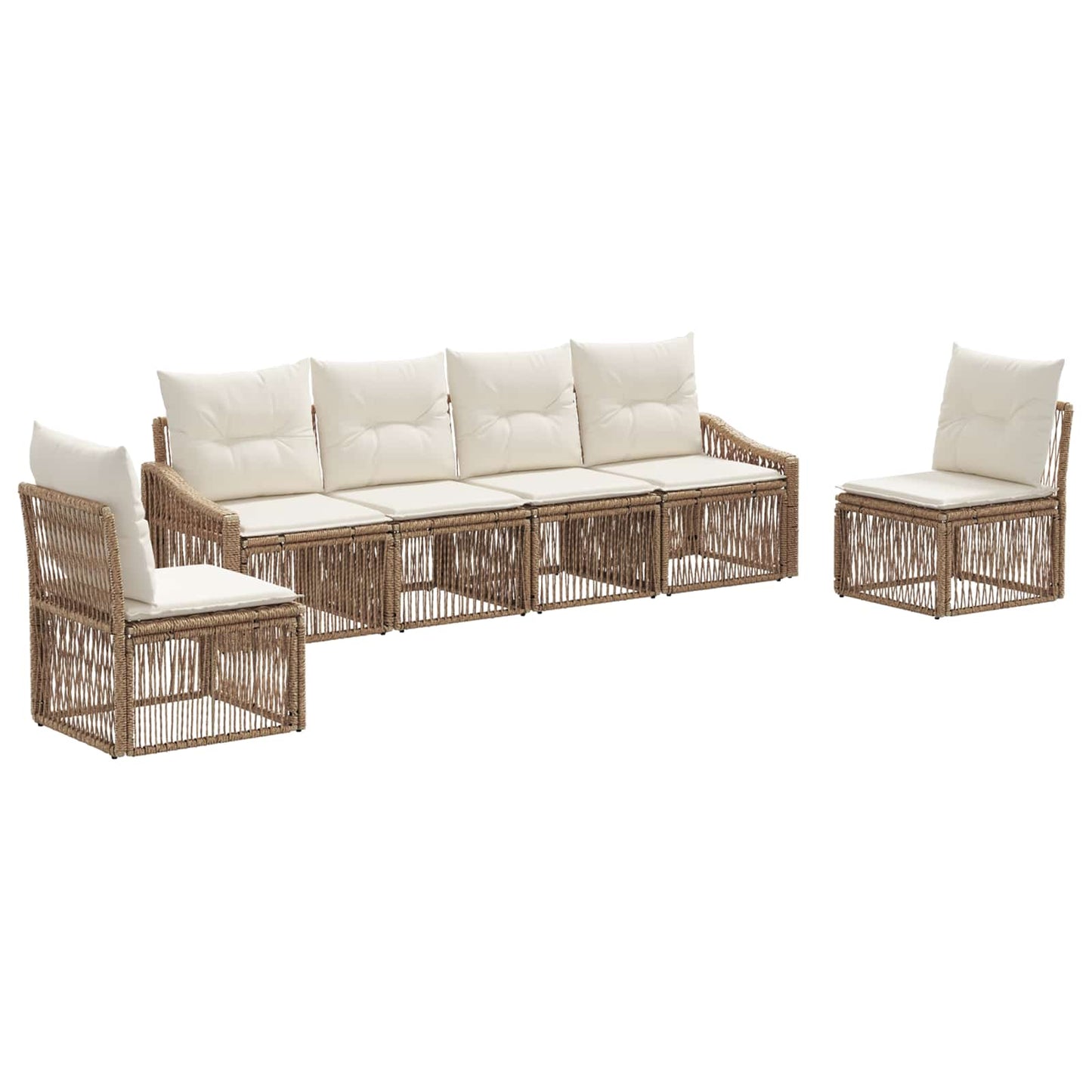 Set Divano da Giardino 6 pcs Beige polyrattan | homemem39