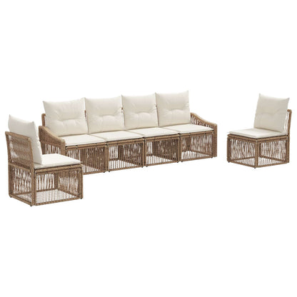 Set Divano da Giardino 6 pcs Beige polyrattan | homemem39