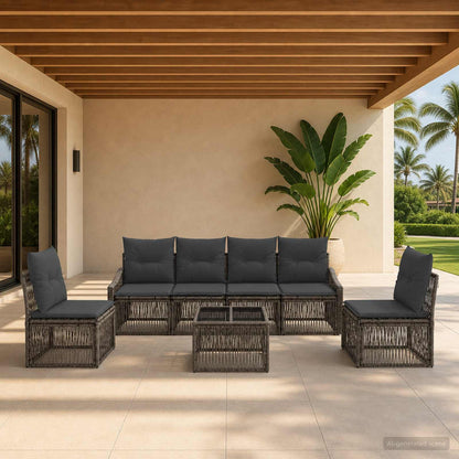 Set Divano da Giardino 7 pcs Grigio polyrattan | homemem39