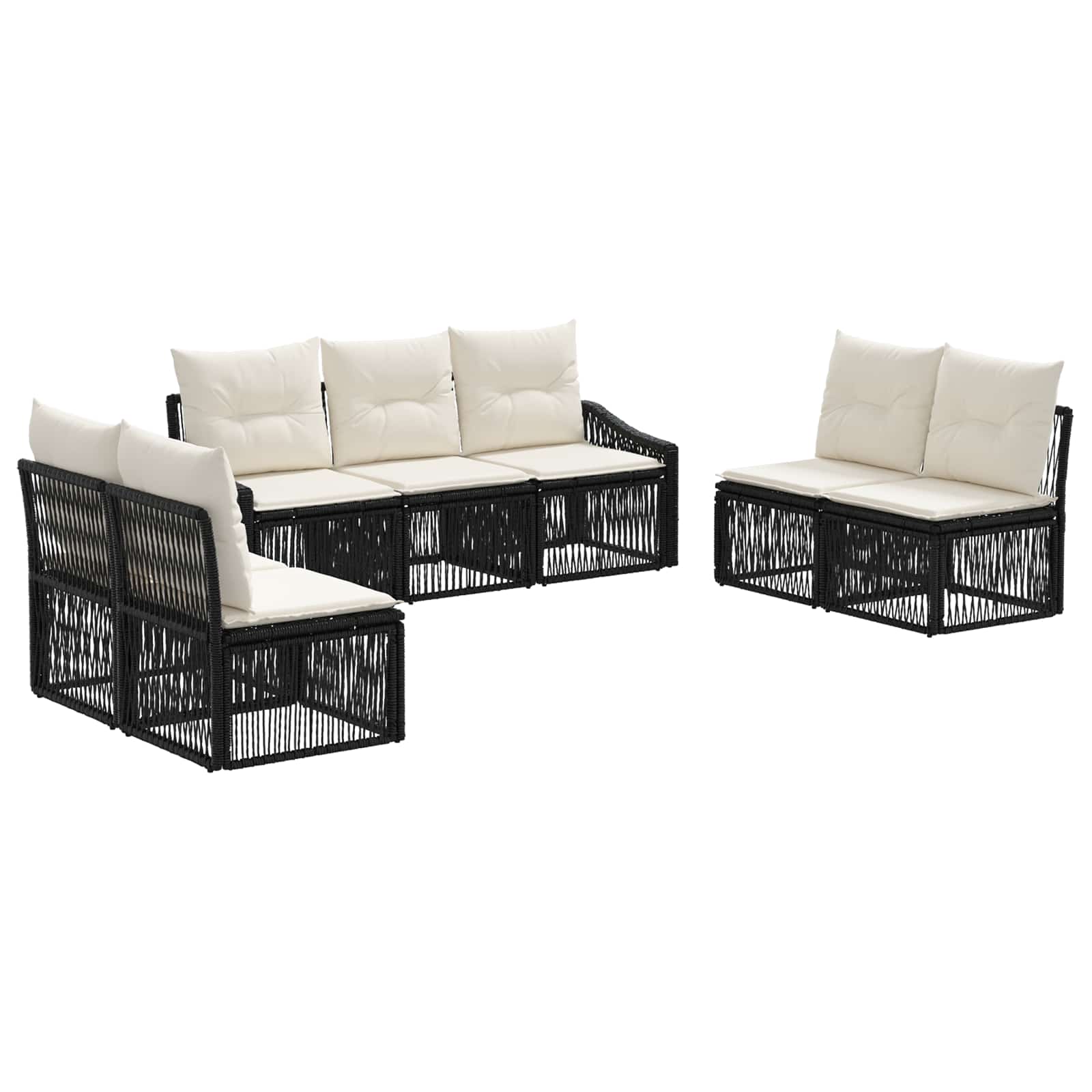 Set Divano da Giardino 7 pcs Nero polyrattan | homemem39