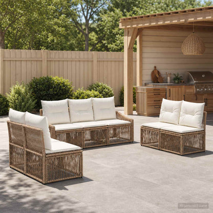 Set Divano da Giardino 7 pcs Beige polyrattan | homemem39