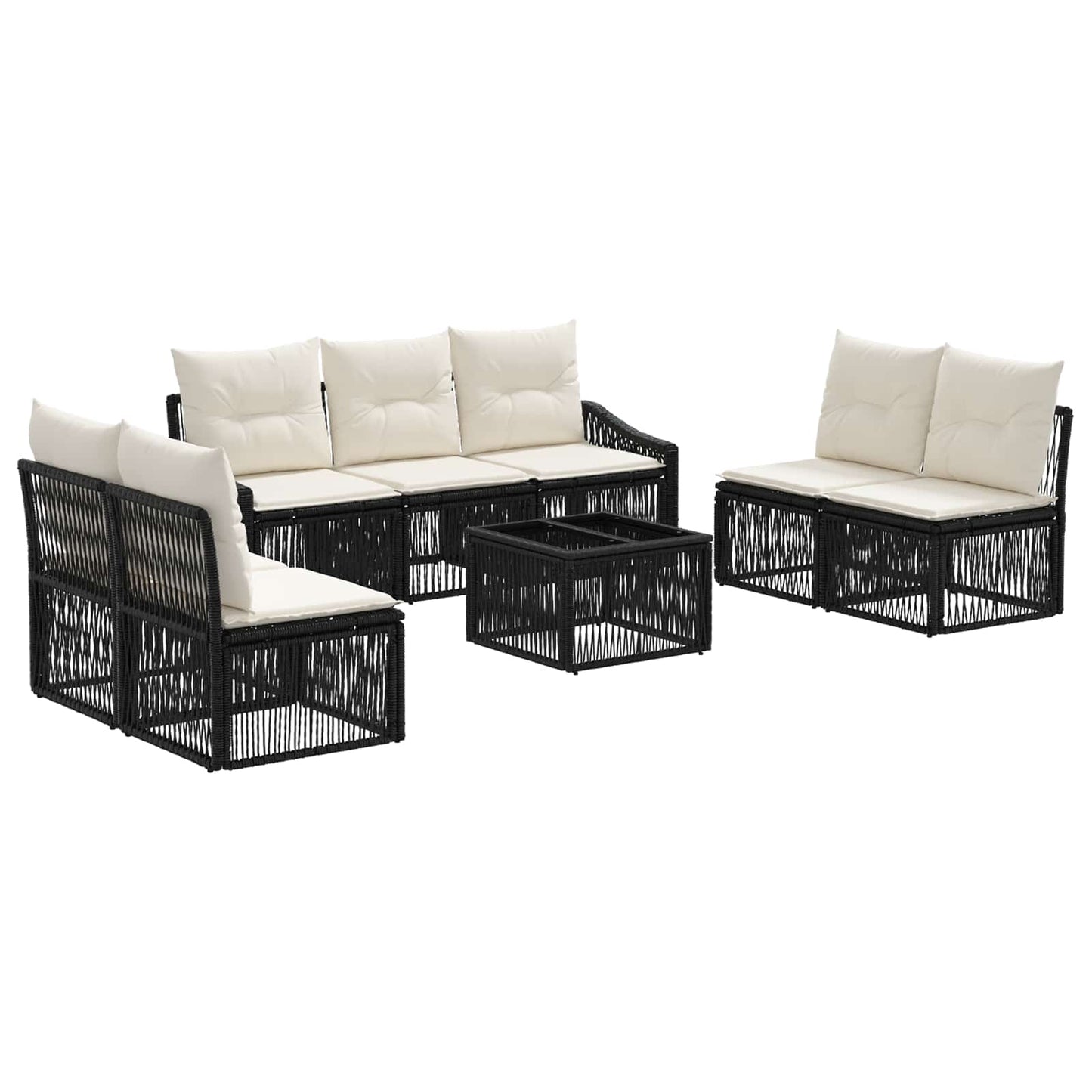 Set Divano da Giardino 8 pcs Nero polyrattan | homemem39