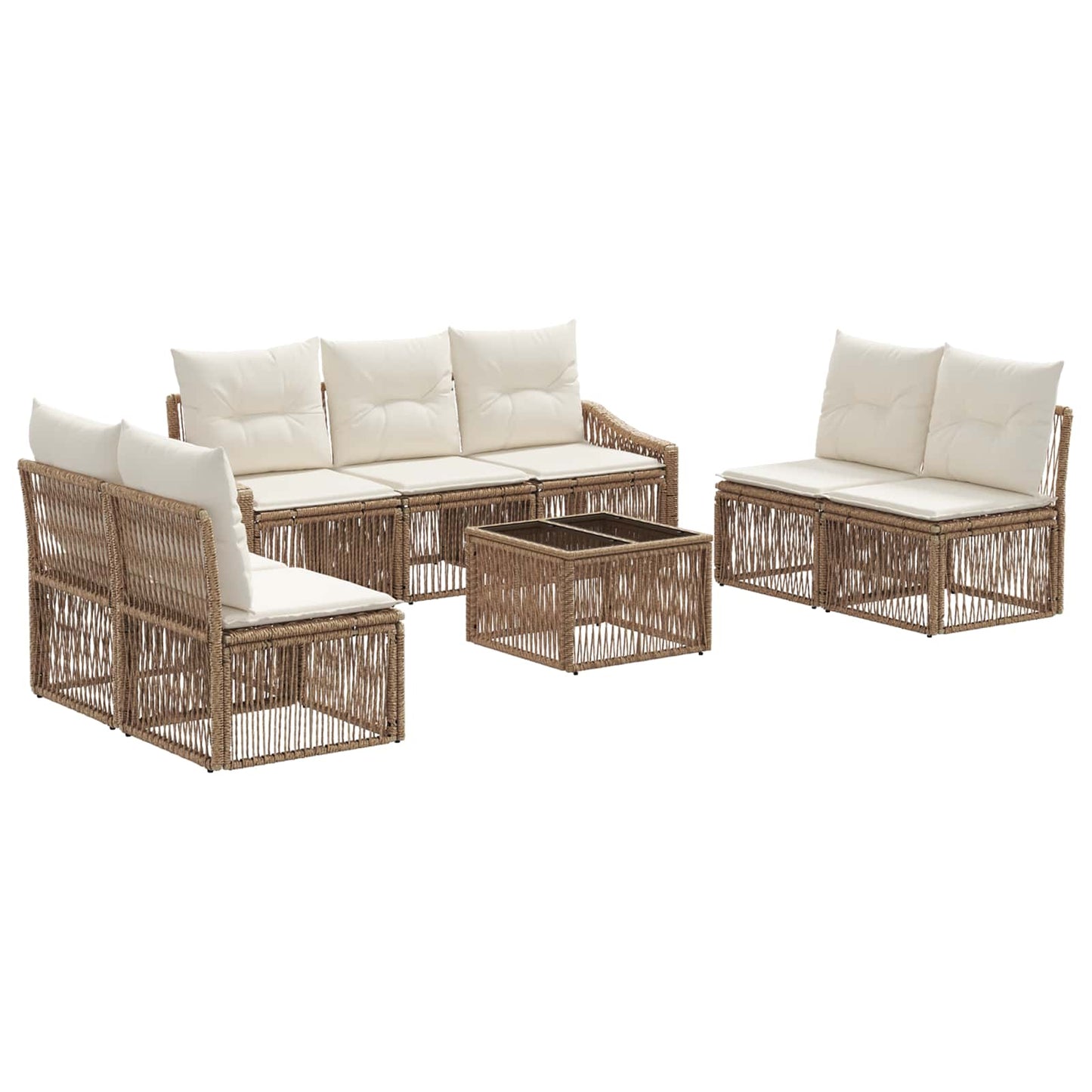 Set Divano da Giardino 8 pcs Beige polyrattan | homemem39