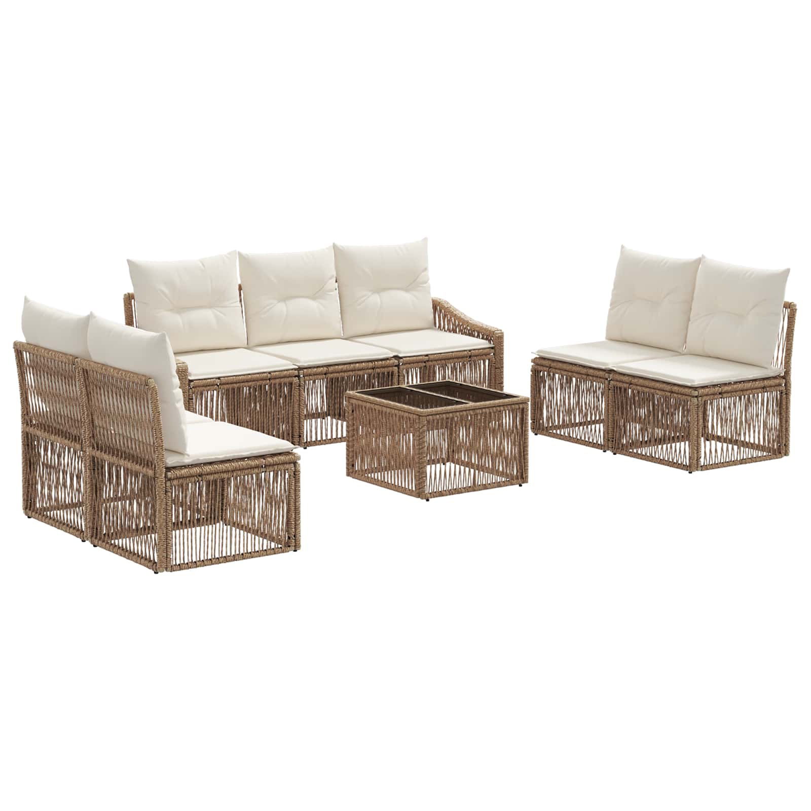 Set Divano da Giardino 8 pcs Beige polyrattan | homemem39