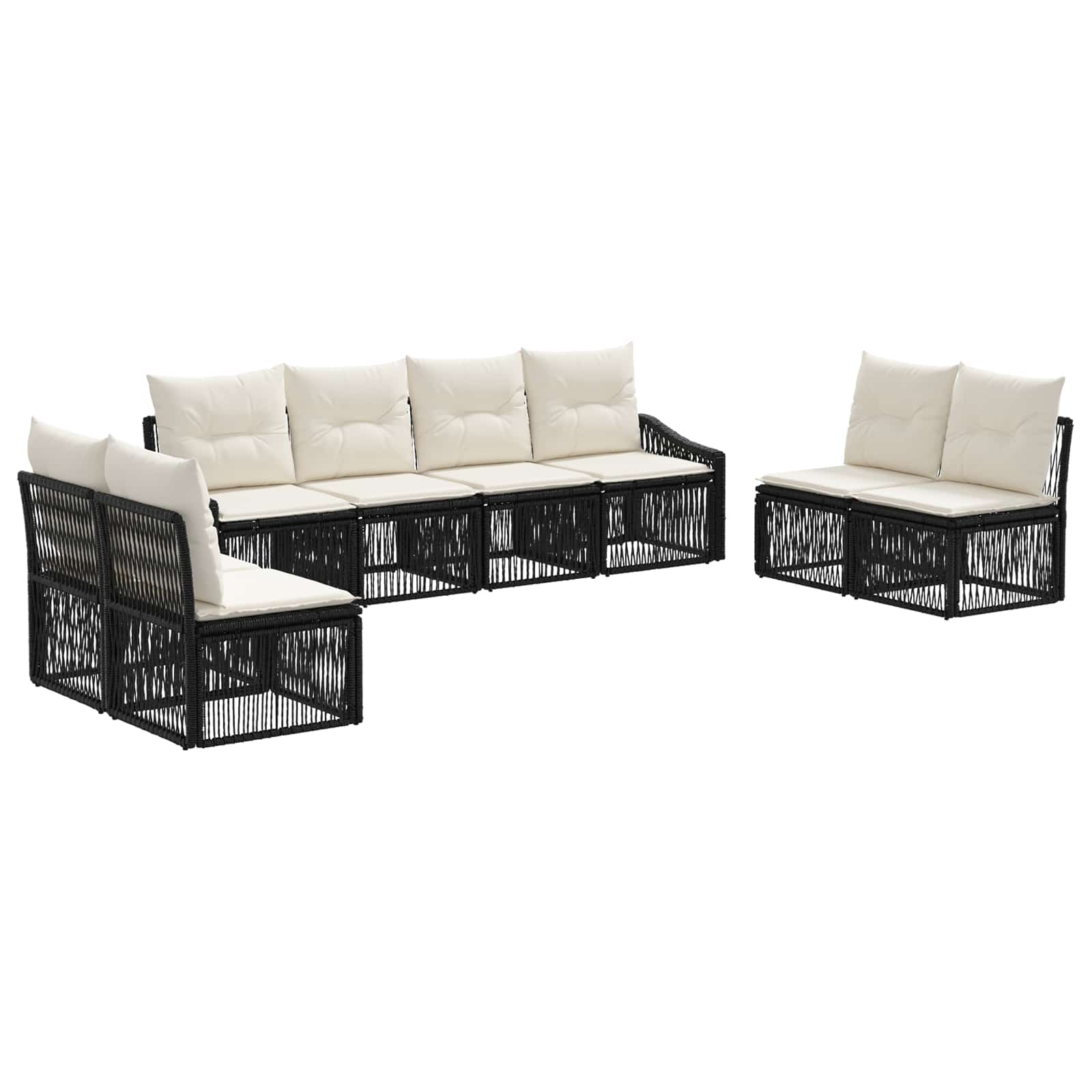 Set Divano da Giardino 8 pcs Nero polyrattan | homemem39