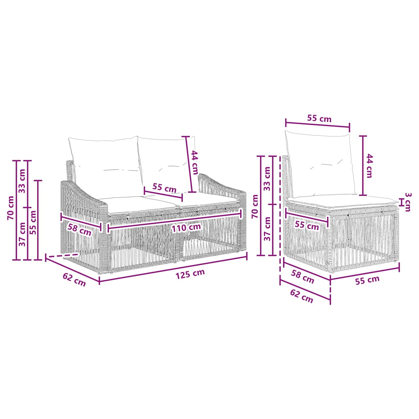 Set Divano da Giardino 8 pcs Nero polyrattan | homemem39