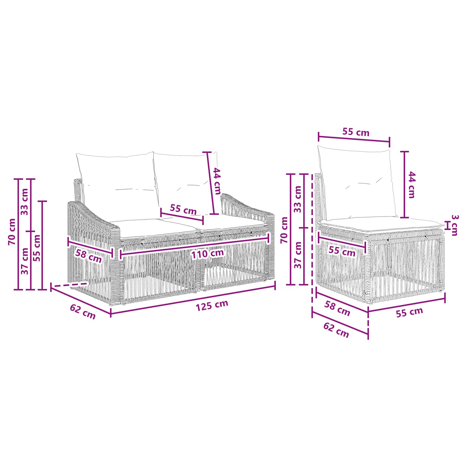 Set Divano da Giardino 8 pcs Grigio polyrattan | homemem39