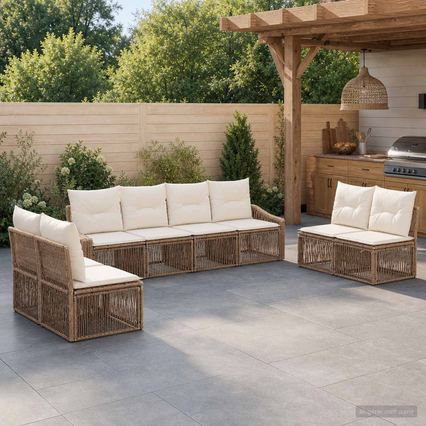 Set Divano da Giardino 8 pcs Beige polyrattan | homemem39