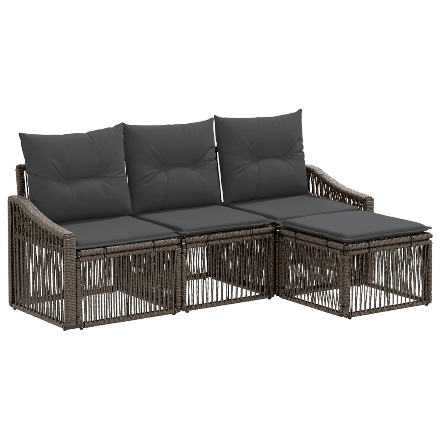 Set Divano da Giardino 4 pcs Grigio polyrattan | homemem39