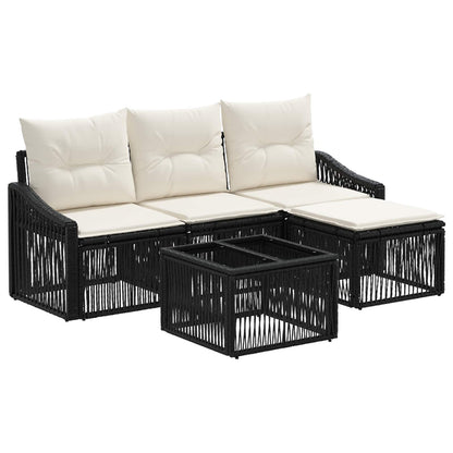 Set Divano da Giardino 5 pcs Nero polyrattan | homemem39
