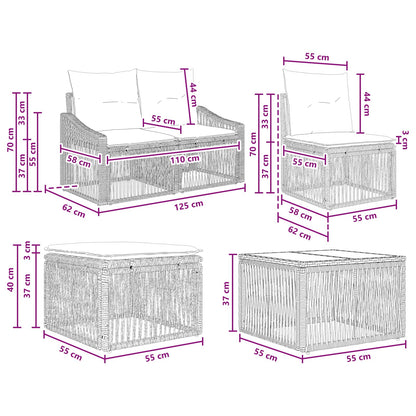 Set Divano da Giardino 5 pcs Grigio polyrattan | homemem39