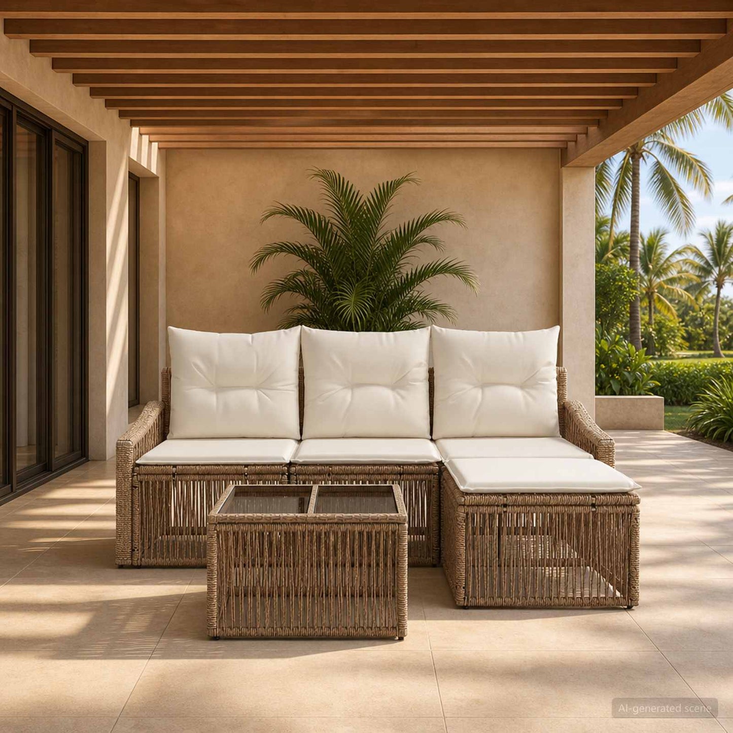 Set Divano da Giardino 5 pcs Beige polyrattan | homemem39