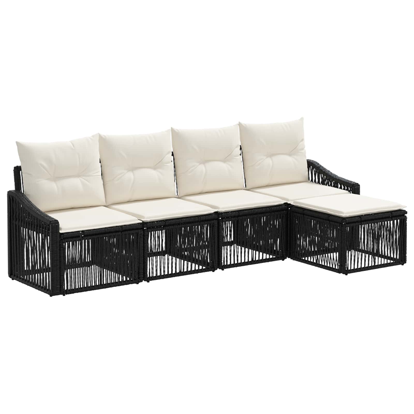 Set Divano da Giardino 5 pcs Nero polyrattan | homemem39