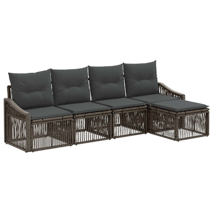 Set Divano da Giardino 5 pcs Grigio polyrattan | homemem39