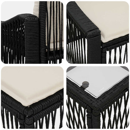 Set Divano da Giardino 6 pcs Nero polyrattan | homemem39
