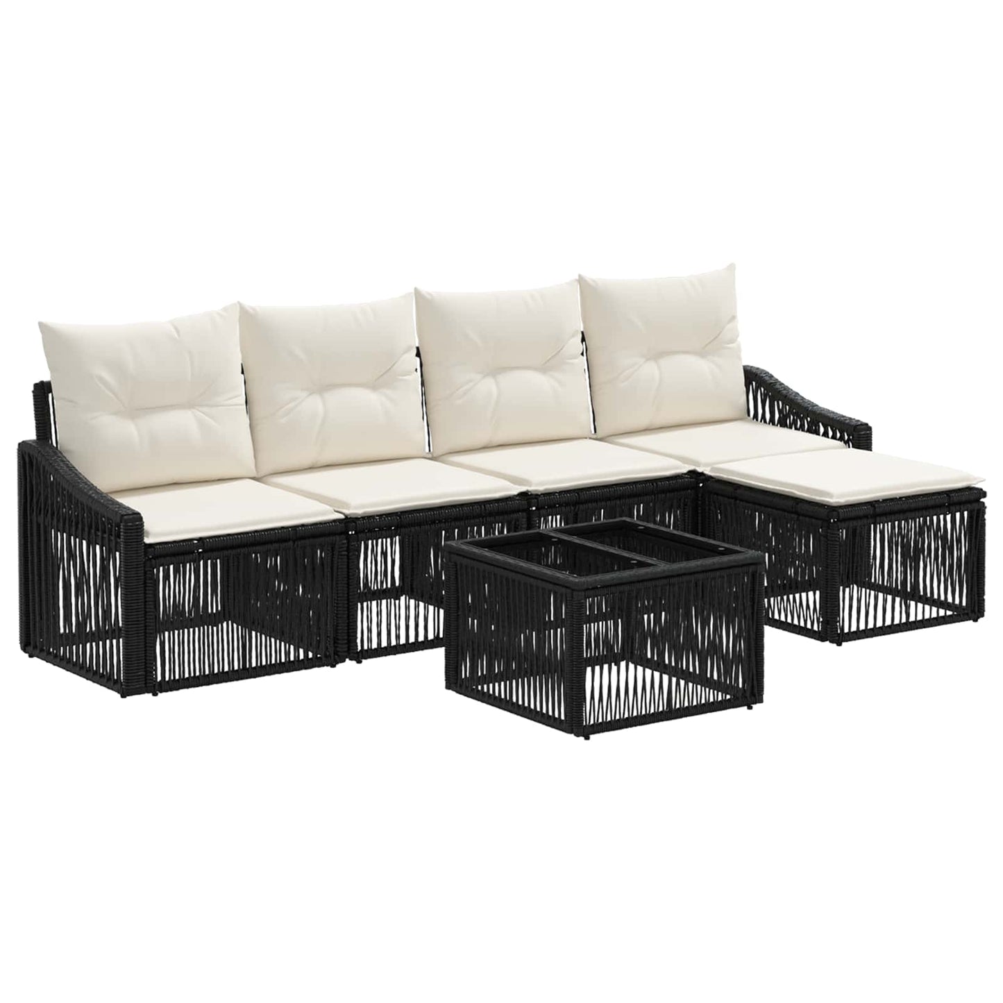 Set Divano da Giardino 6 pcs Nero polyrattan | homemem39