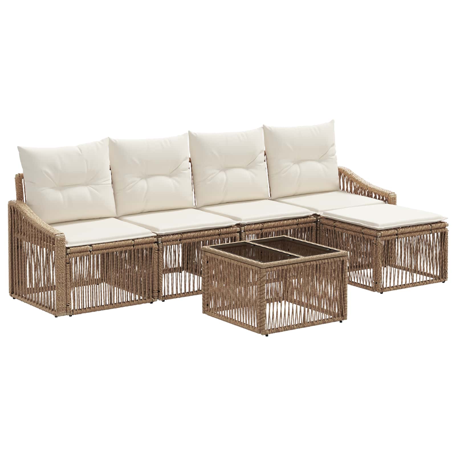 Set Divano da Giardino 6 pcs Beige polyrattan | homemem39