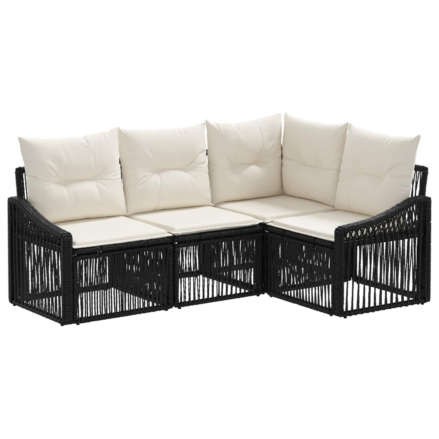 Set Divano da Giardino 4 pcs Nero polyrattan