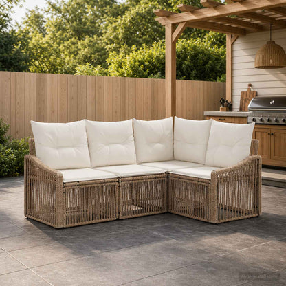 Set Divano da Giardino 4 pcs Beige polyrattan | homemem39