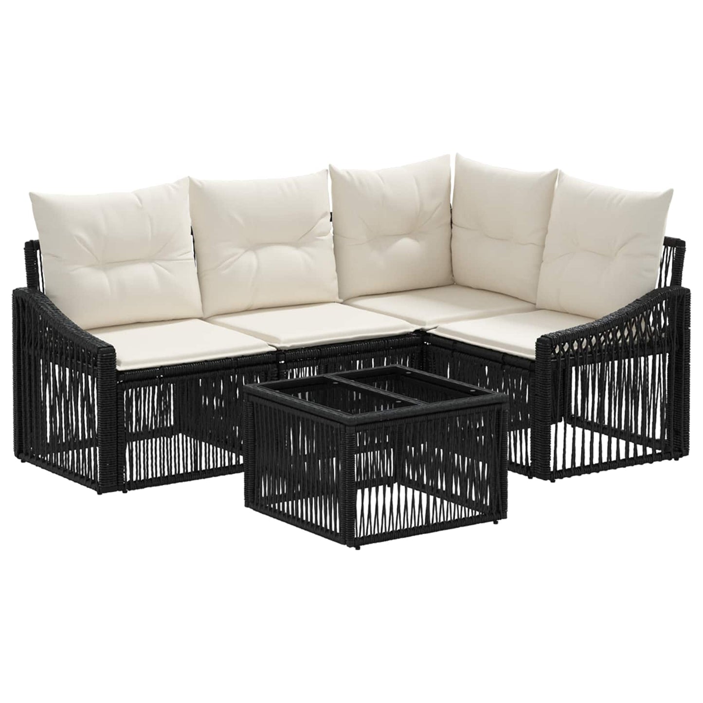 Set Divano da Giardino 5 pcs Nero polyrattan | homemem39