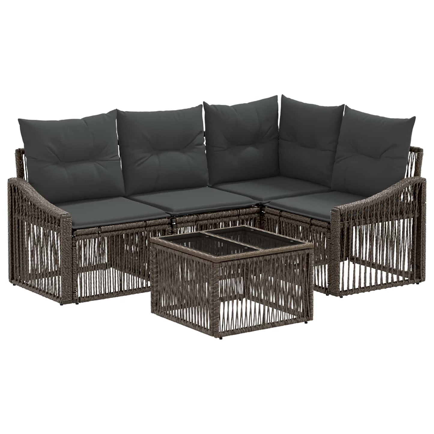 Set Divano da Giardino 5 pcs Grigio polyrattan | homemem39