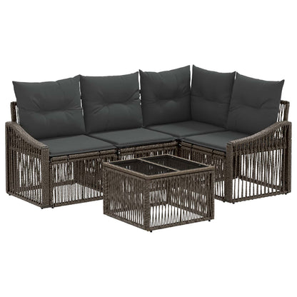 Set Divano da Giardino 5 pcs Grigio polyrattan | homemem39