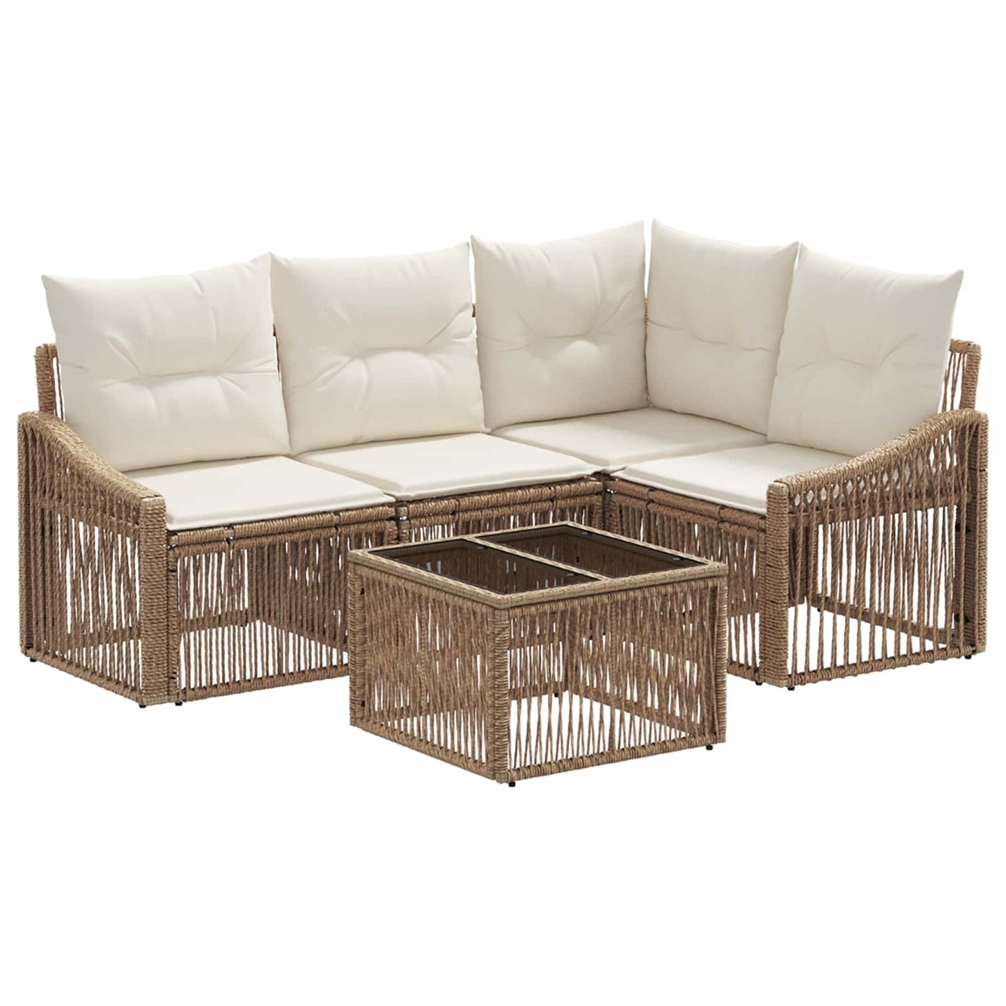 Set Divano da Giardino 5 pcs Beige polyrattan | homemem39