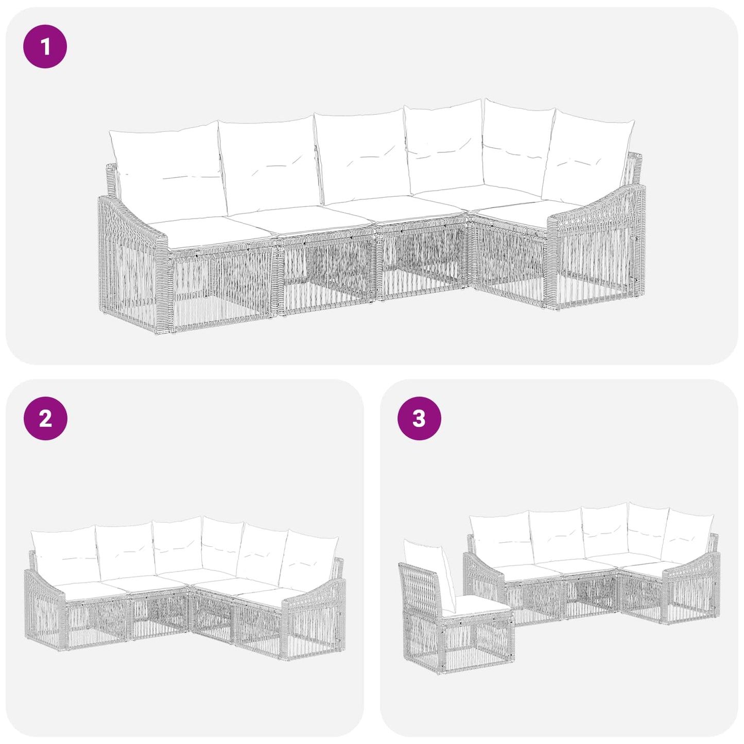Set Divano da Giardino 5 pcs Beige polyrattan | homemem39