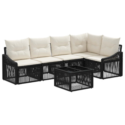 Set Divano da Giardino 6 pcs Nero polyrattan | homemem39