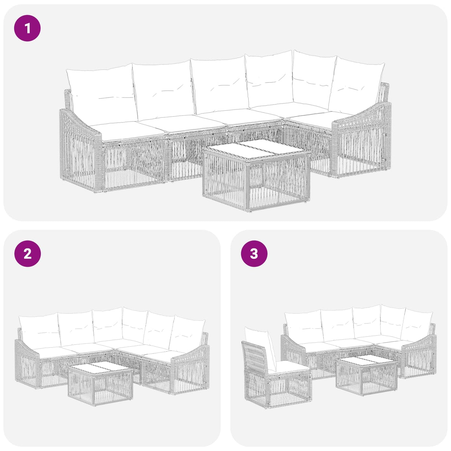 Set Divano da Giardino 6 pcs Beige polyrattan | homemem39