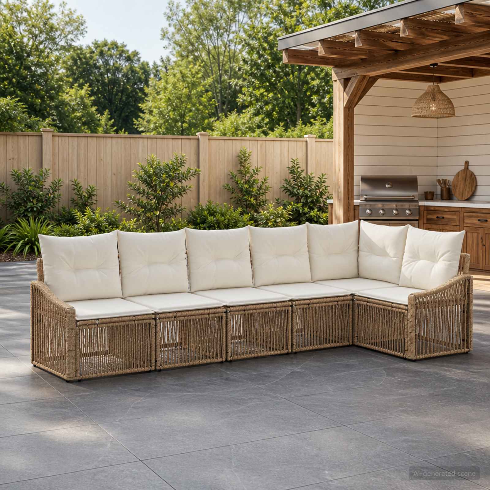 Set Divano da Giardino 6 pcs Beige polyrattan | homemem39