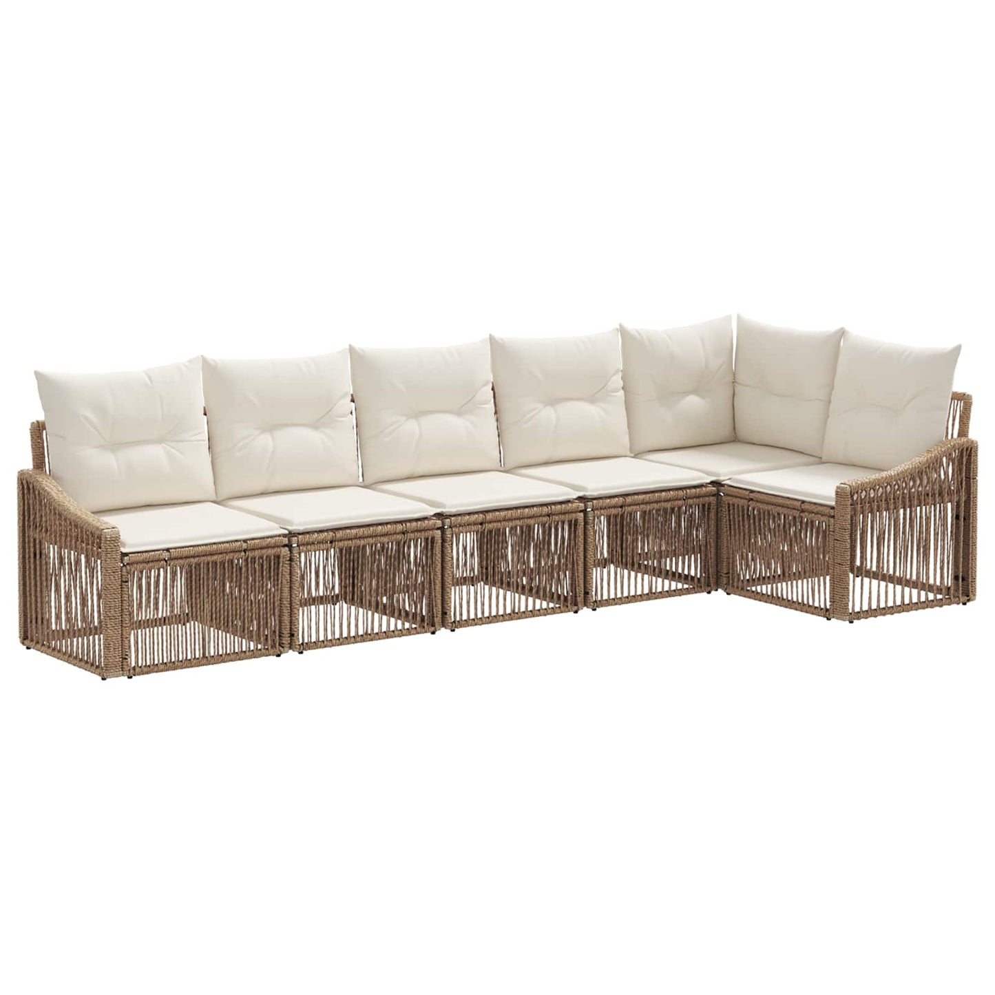 Set Divano da Giardino 6 pcs Beige polyrattan | homemem39
