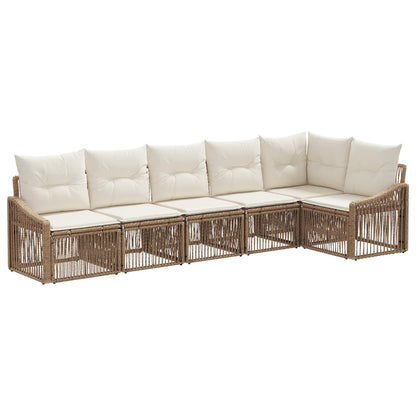 Set Divano da Giardino 6 pcs Beige polyrattan | homemem39