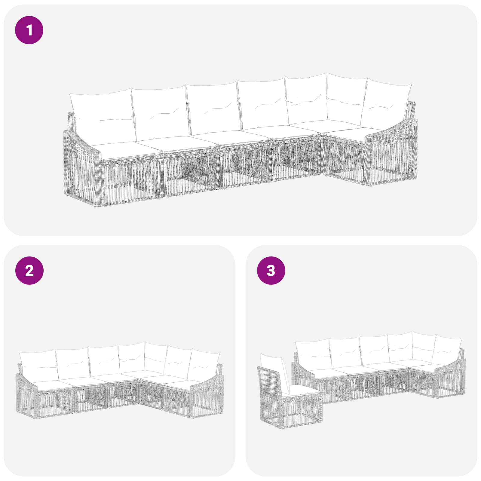 Set Divano da Giardino 6 pcs Beige polyrattan | homemem39