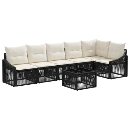 Set Divano da Giardino 7 pcs Nero polyrattan | homemem39
