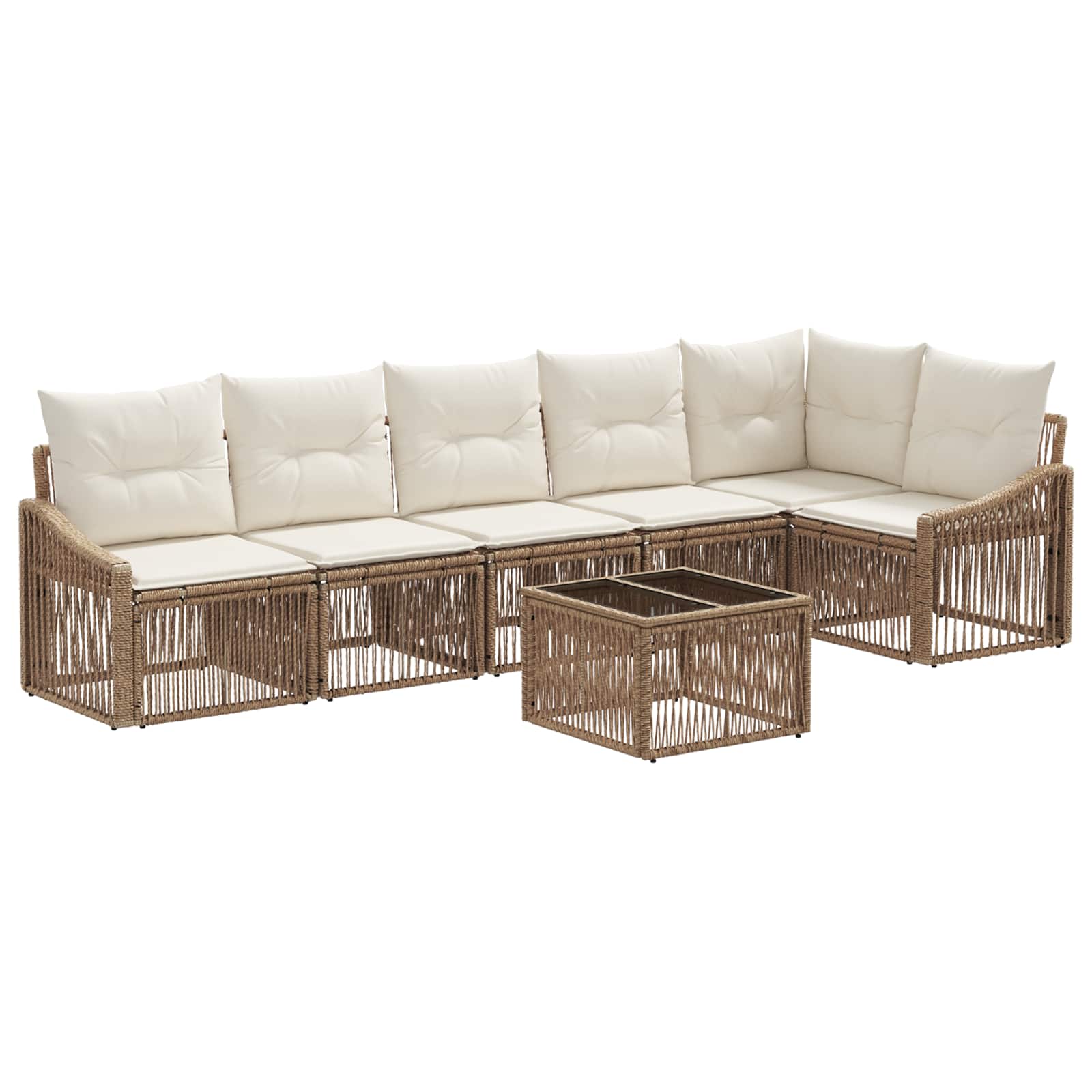 Set Divano da Giardino 7 pcs Beige polyrattan | homemem39