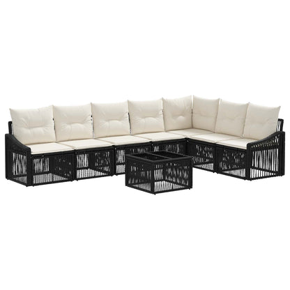 Set Divano da Giardino 8 pcs Nero polyrattan | homemem39