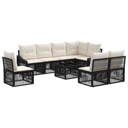 Set Divano da Giardino 9 pcs Nero polyrattan | homemem39